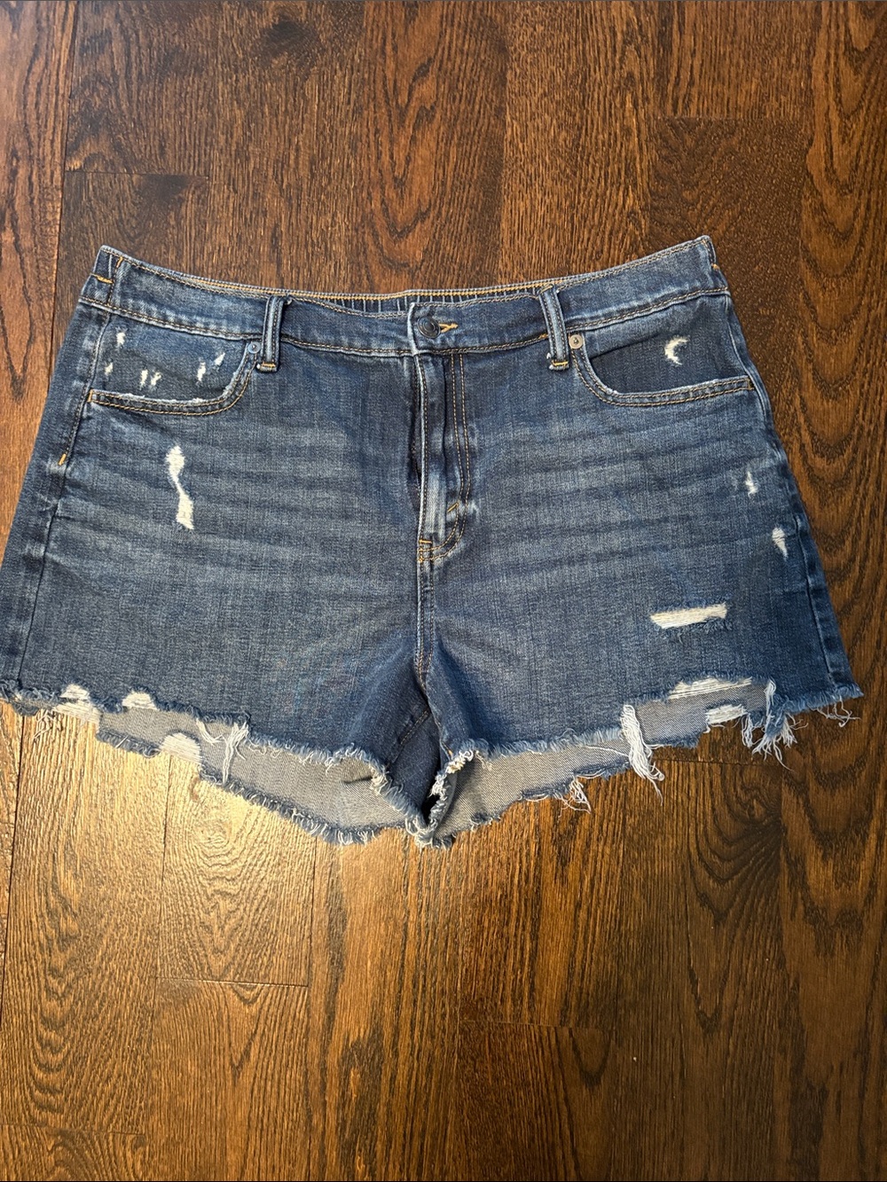 aerie Distressed Dark Blue Denim Cutoff Shorts